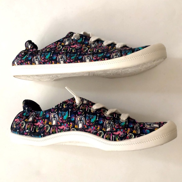 Bobs from Sketchers Memory Foam 10 Sneaker Shoe Dog Design Black Multi Excellent - Picture 5 of 12